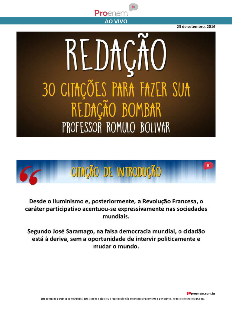 Conteúdo PROENEM: Direitos Reservados | PDF