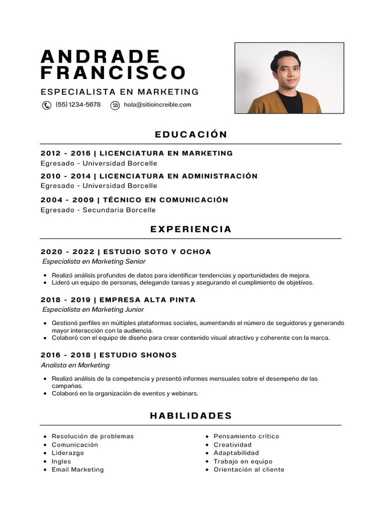 Curriculum Vitae CV Para Marketing - 1