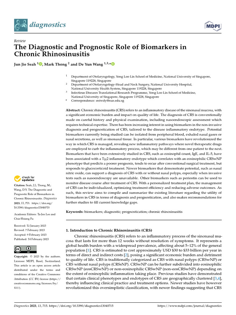 The Diagnostic and Prognostic Role of Biomarker CRS | PDF | Biomarker ...