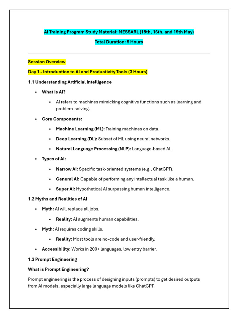 MESSARL AI Training Overview | PDF | Artificial Intelligence ...