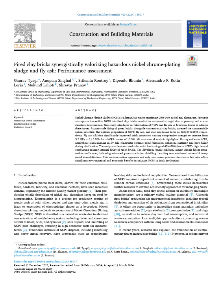 Valorizing Nickel Chrome Sludge in Bricks | PDF | Porosity | Brick
