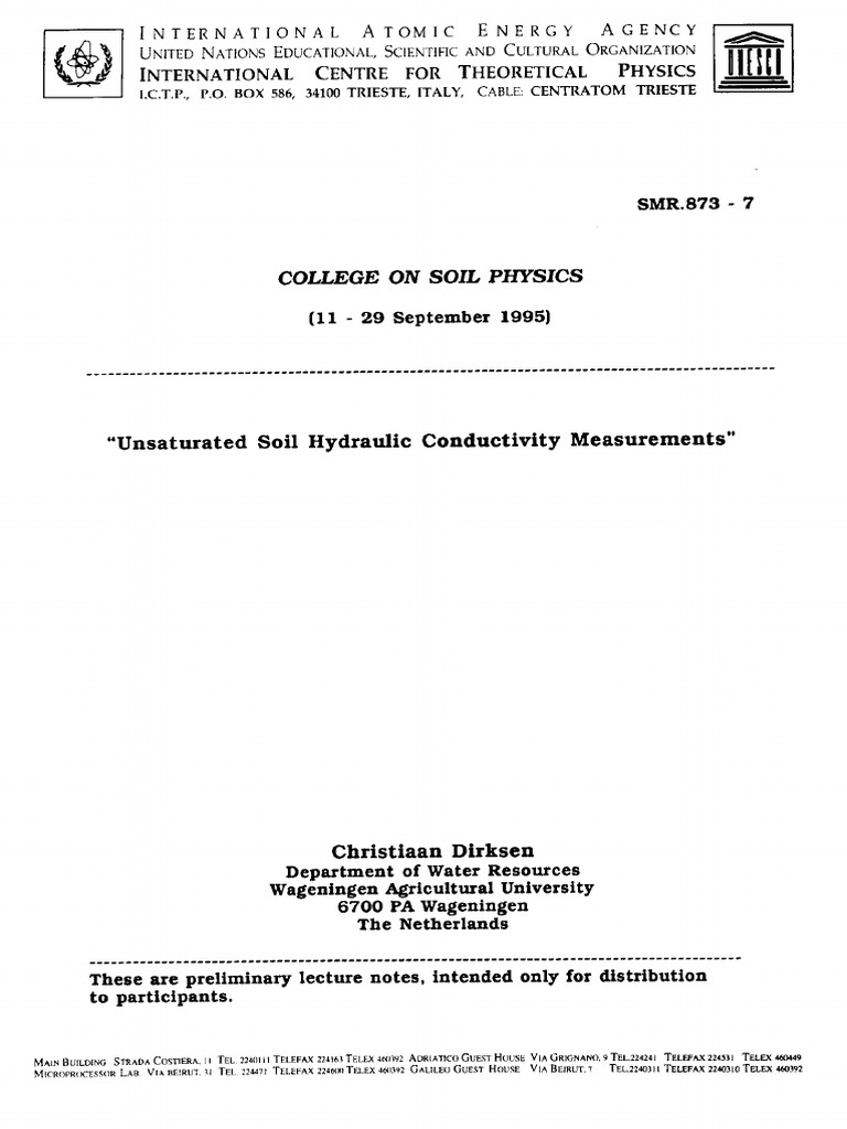 Unsaturated Soil Hydraulic Conductivity | PDF