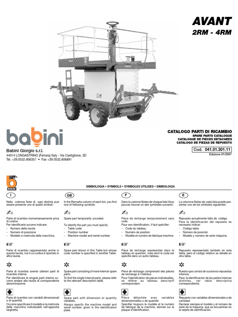 Spare Parts Catalogue for AVANT 2RM-4RM | PDF | Propulsion | Engines
