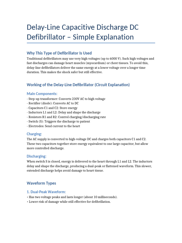 Delay-Line DC Defibrillator Explained | PDF