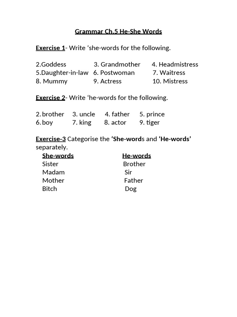 Class1 Gramma Book CH 5He-She Words | PDF