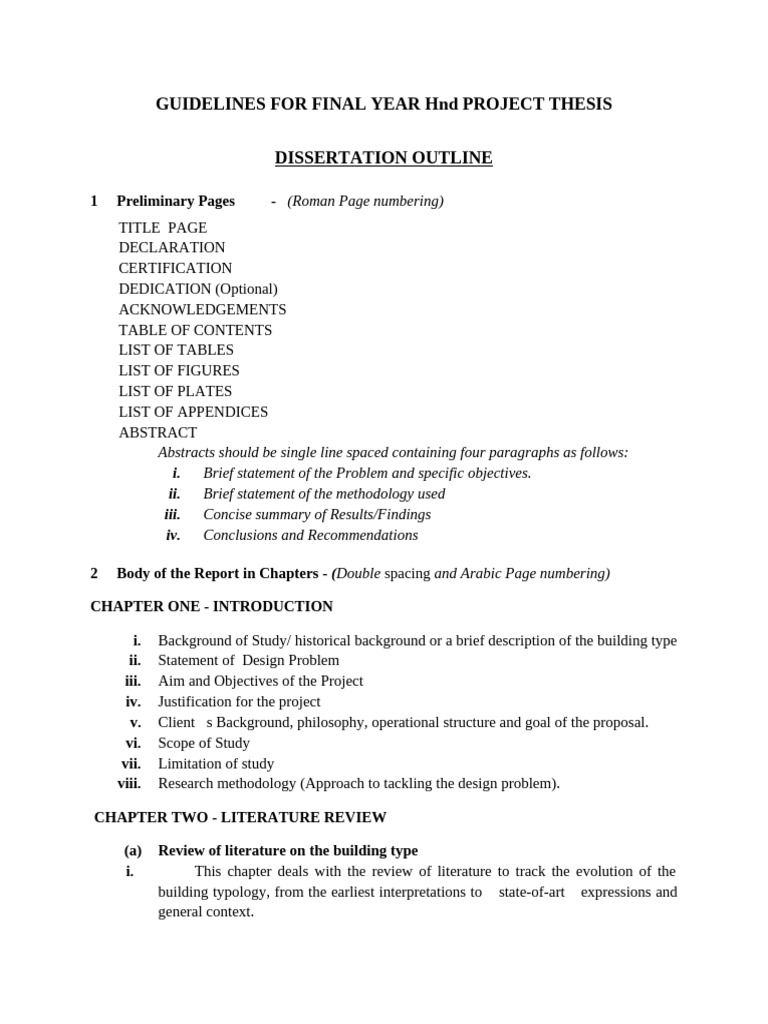 Final Year HND Project Thesis Guidelines | PDF | Thesis | Abstract ...