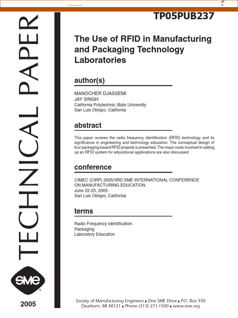 RFID Applications in Manufacturing Education | PDF | Radio Frequency ...
