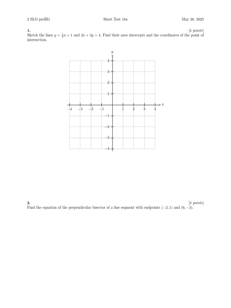 Geometry Short Test: Lines & Intersections | PDF