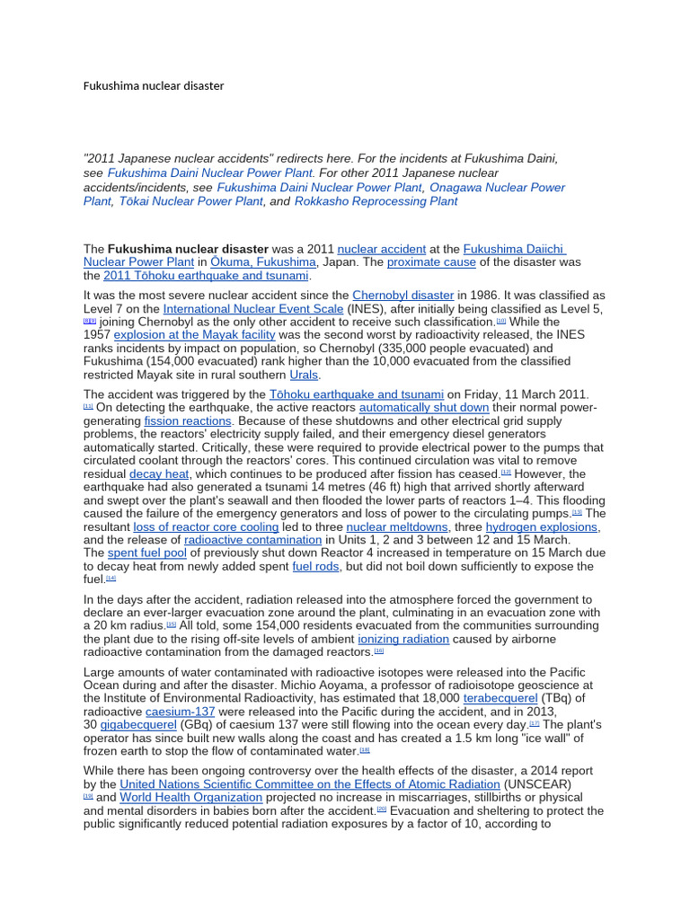 Fukushima Nuclear Disaster Overview | PDF | Fukushima Daiichi Nuclear ...