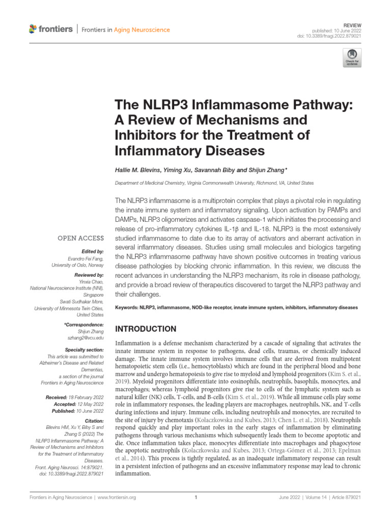 NLRP3 Inflammasomes | PDF | Multiple Sclerosis | Inflammation