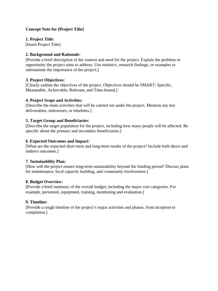 Project Concept Note Template | PDF