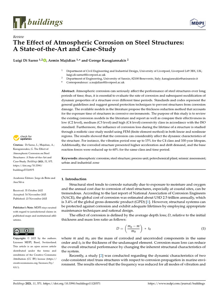 The Effect of Atmospheric Corrosion On Steel Structures A State-Of-The ...