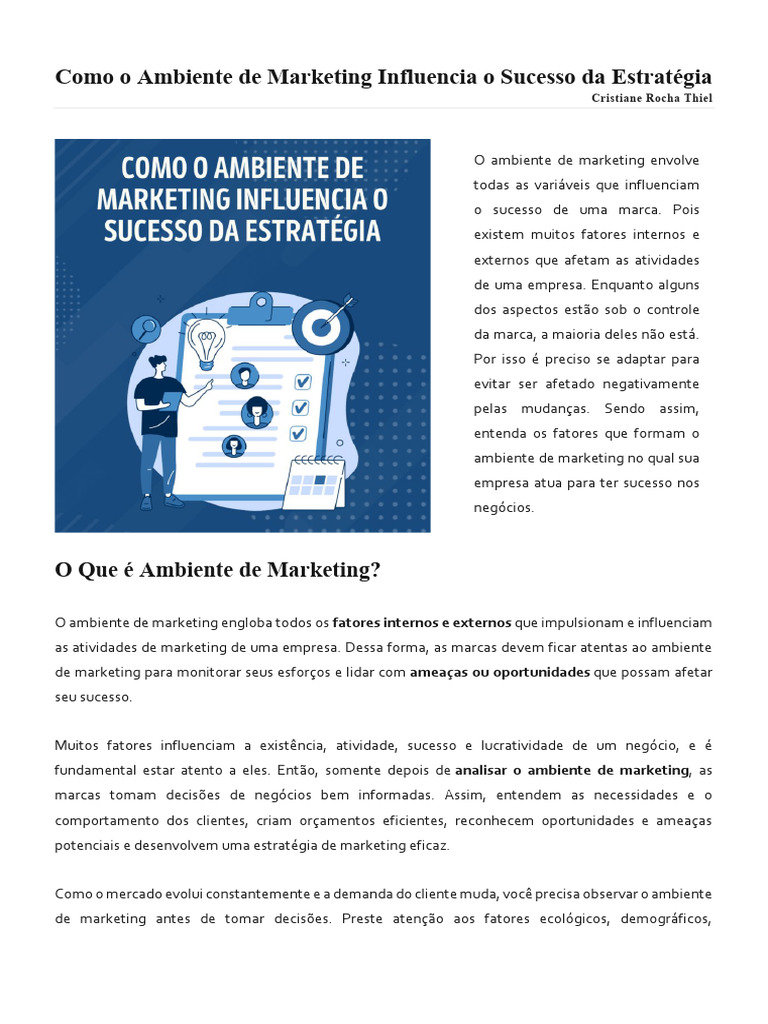 Como o Ambiente de Marketing Influencia o Sucesso Da Estratégia | PDF ...