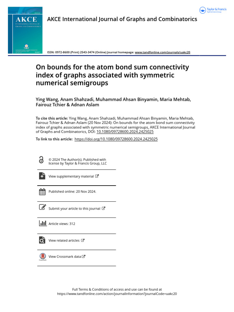 On Bounds For The Atom Bond Sum Connectivity Index of Graphs Associated ...