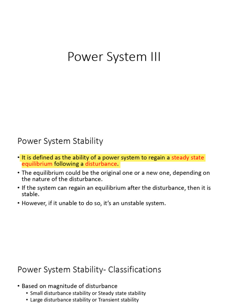 Intro To Power System Stability | PDF