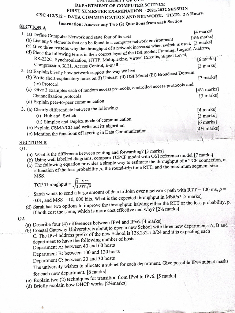 CSC Yr4 Past Questions | PDF