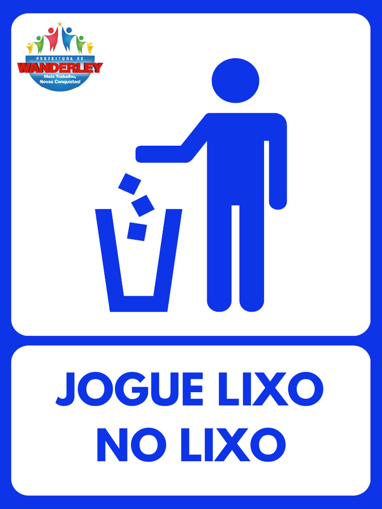 Placa Documento A4 Jogue Lixo No Lixo Ilustrado Verde e Azul | PDF