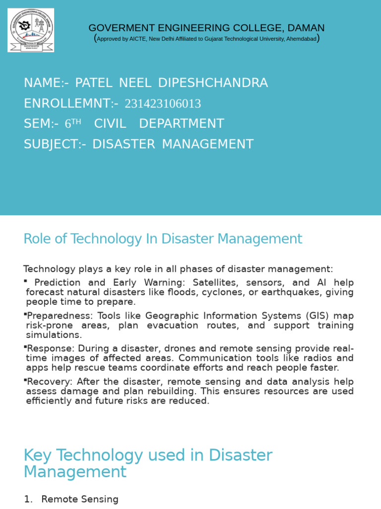 Technology in Disaster Management | PDF | Geographic Information System ...