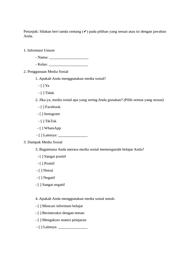 Contoh Angket | PDF