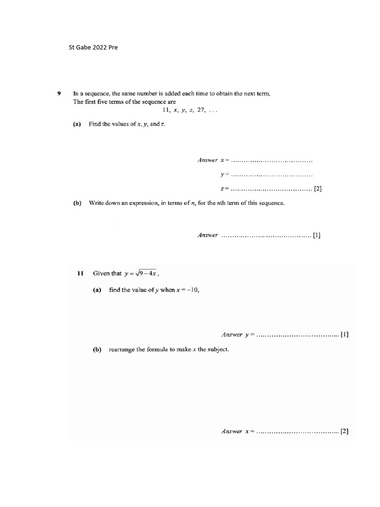 2022 Pre Math | PDF