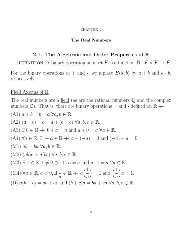 Algebraic and Order Properties of R | PDF | Abstract Algebra ...