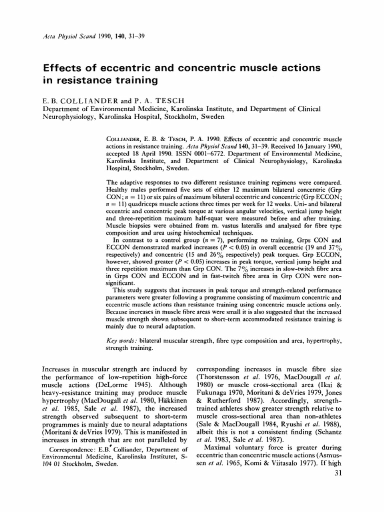 Eccentric vs. Concentric Muscle Training | PDF | Strength Training