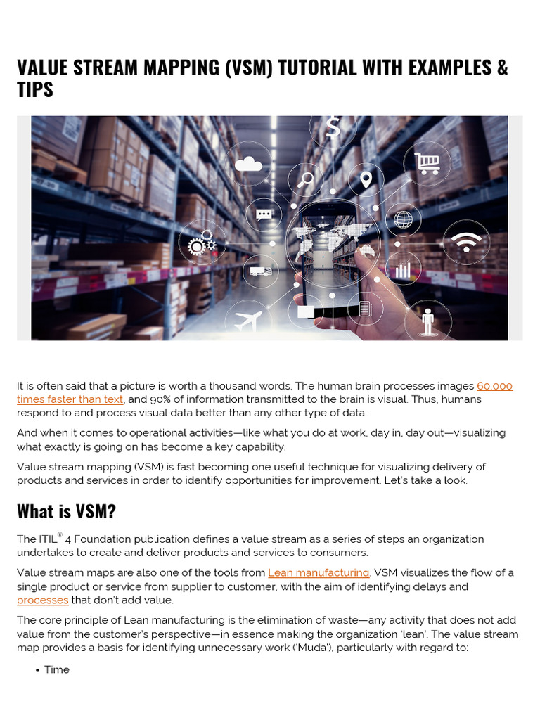 Value Stream Mapping VSM Tutorial With Examples Tips | PDF | Lean ...