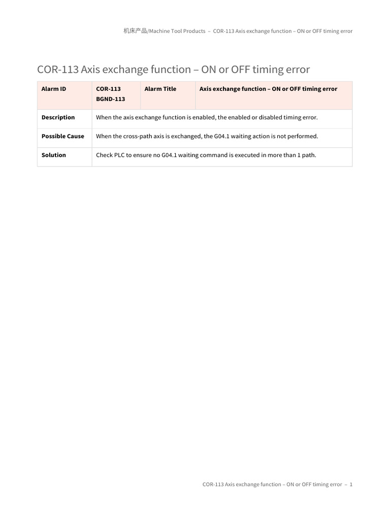 COR-113 - Axis Exchange Function - On or OFF Timing Error - ENG | PDF