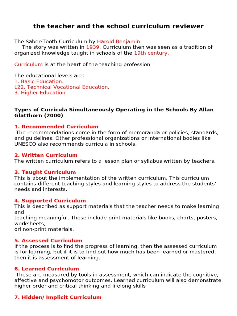 Understanding School Curriculum Types | PDF | Curriculum | Learning
