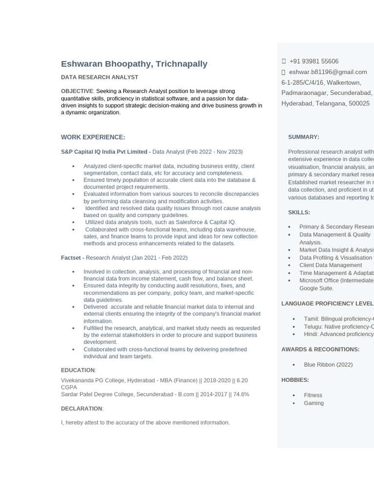Data Research Analyst Resume Summary | PDF | Data | Data Analysis