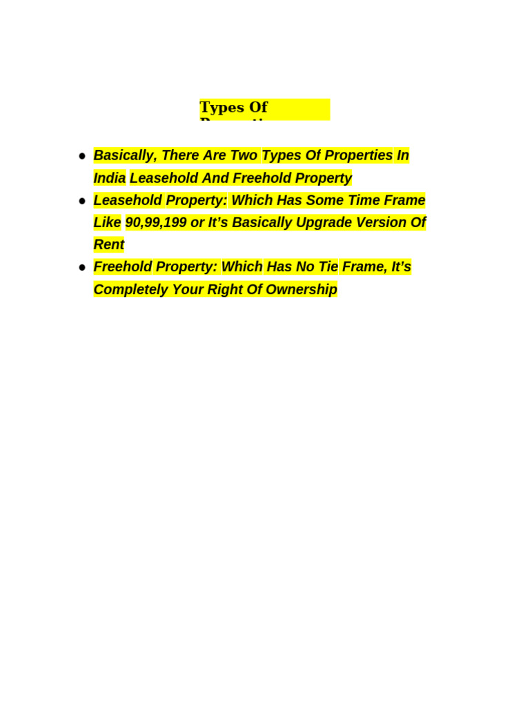 Types of Properties in India Explained | PDF | Property | Natural ...