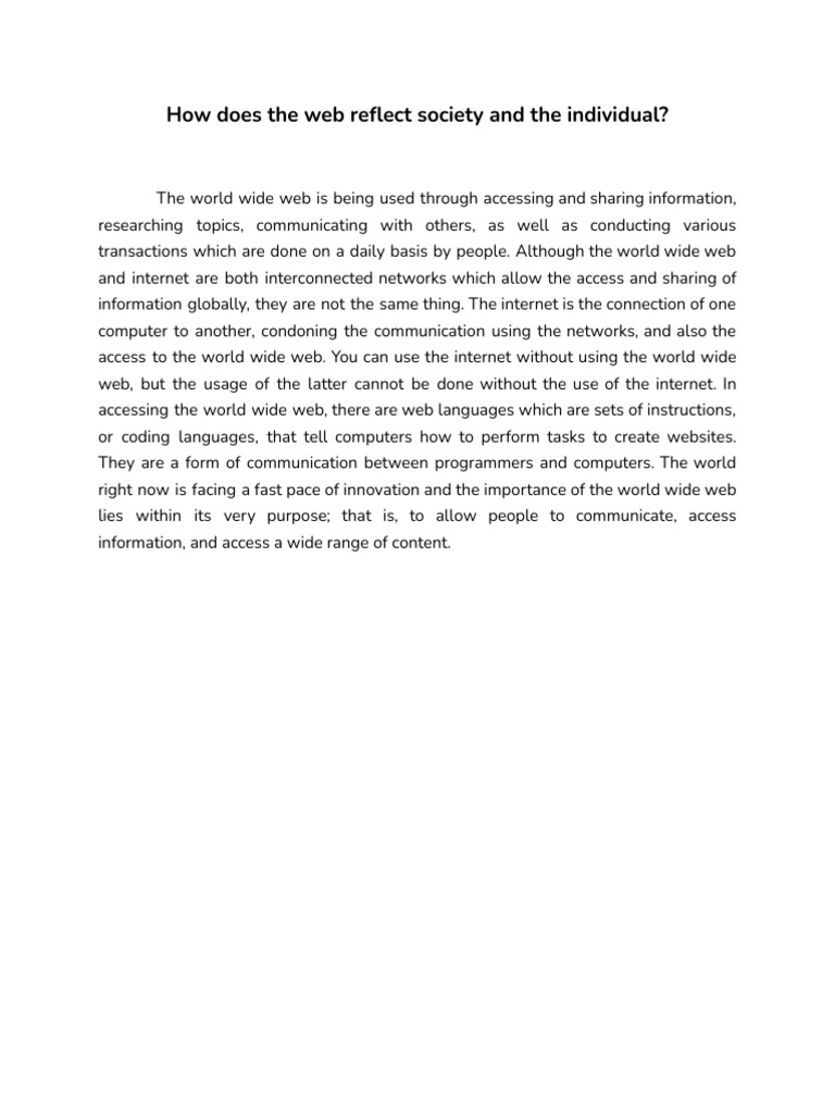 How Does The Web Reflect Society and The Individual | PDF