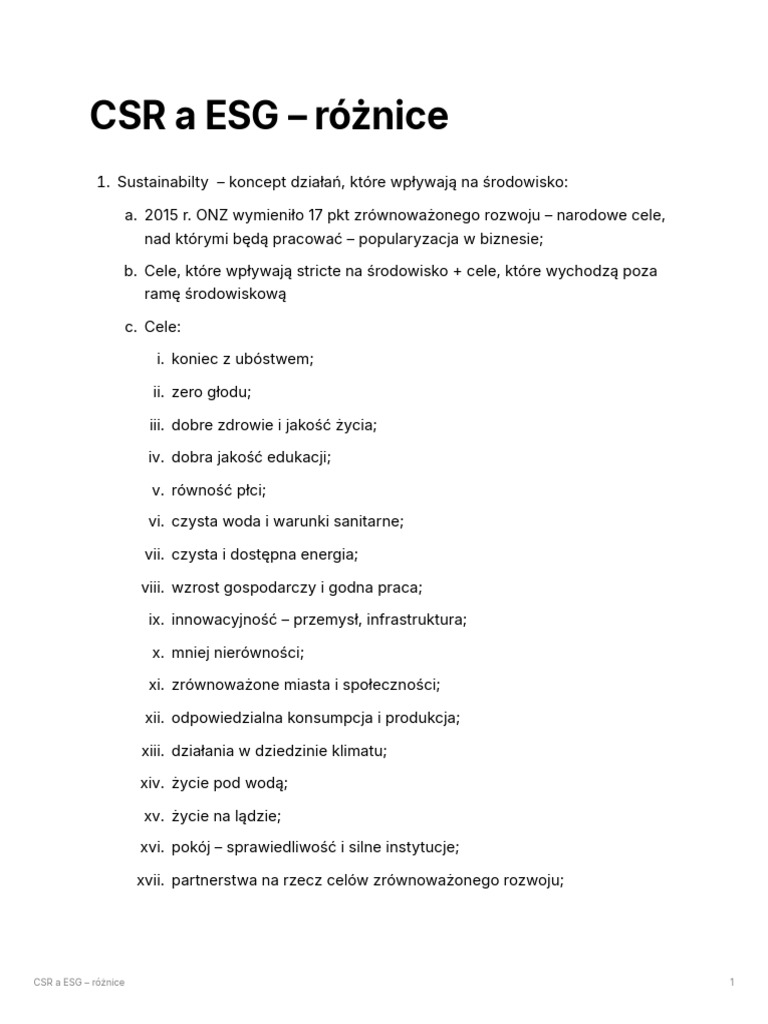 CSR A ESG - Rozróżnienie | PDF
