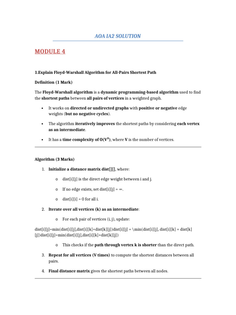 AOA Notes | PDF | Dynamic Programming | Mathematical Relations