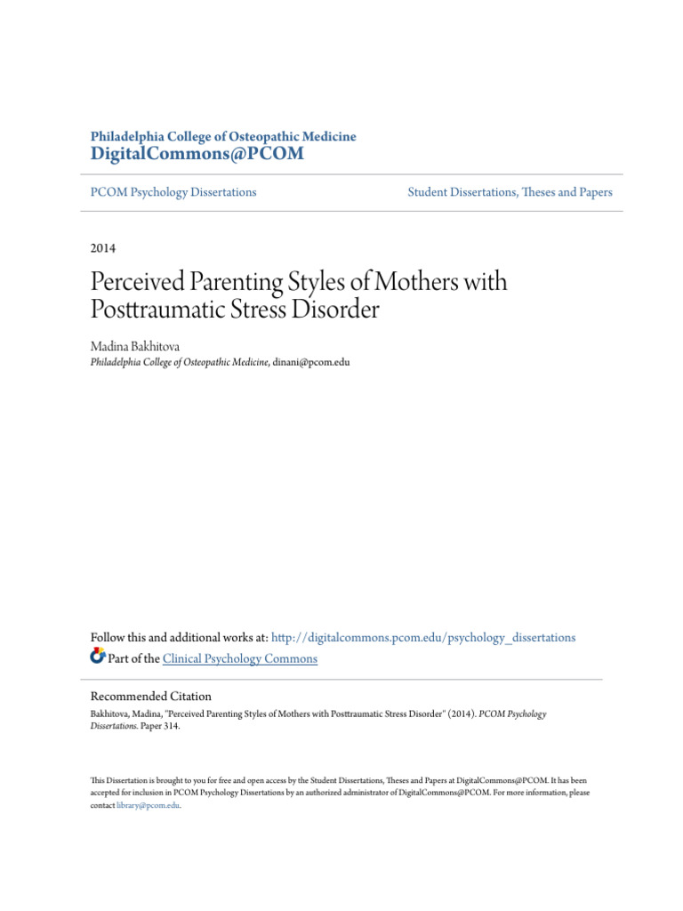 Perceived Parenting Styles of Mothers With Posttraumatic Stress D | PDF ...
