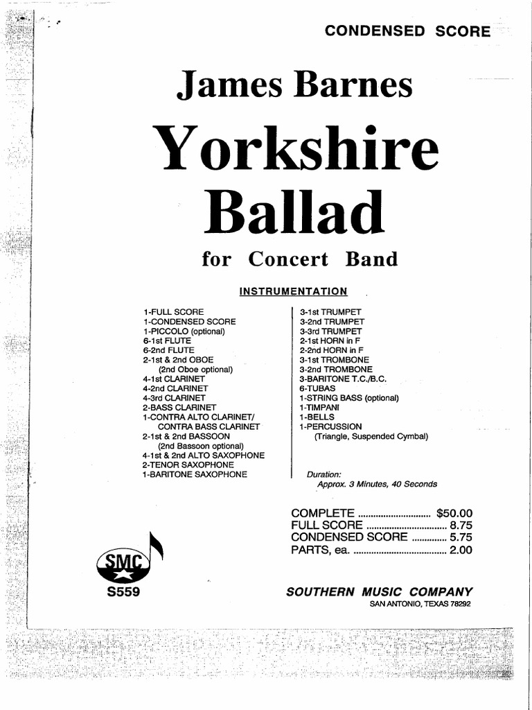 Yorkshire Ballad - Condensed Score | PDF