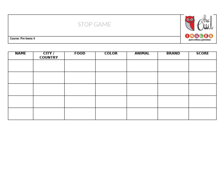 Stop - Game | PDF