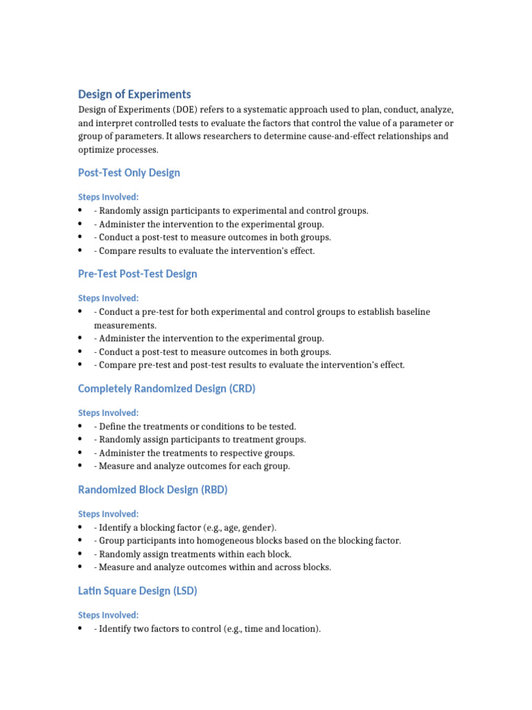 Steps in Experimental Design Methods | PDF | Experiment | Design Of ...