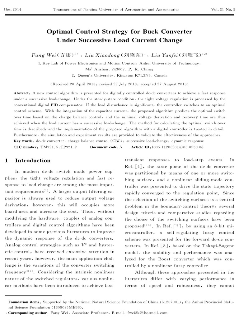 Optimal Control Strategy For Buck Converter Under Successive Load ...