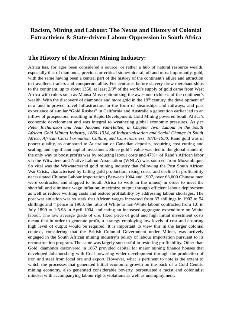African Mining Document-1st Draft-24th March | PDF | Mining | Labour ...