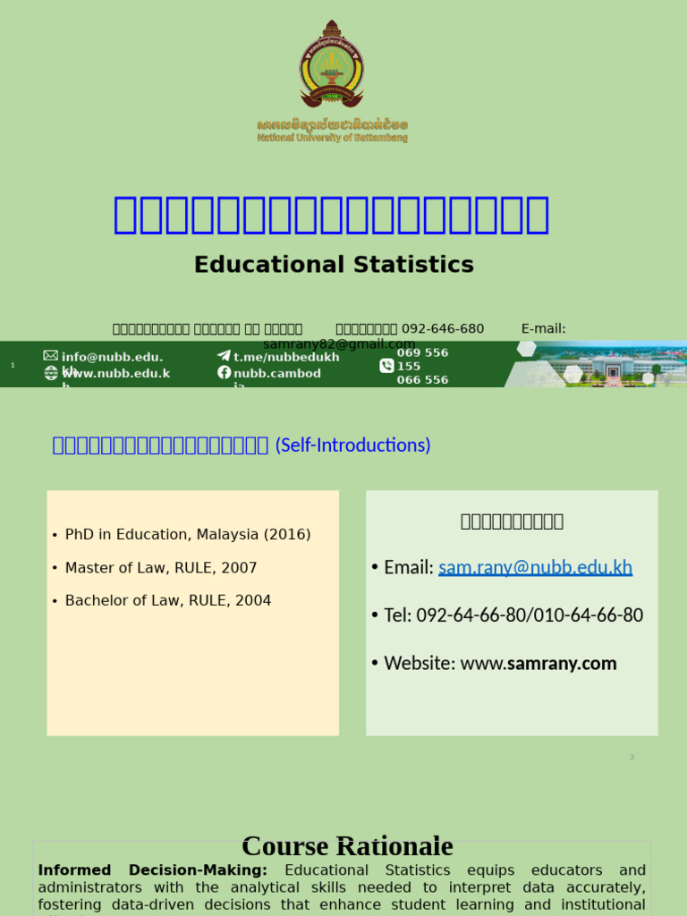 Educational Statistics Course Overview | PDF | Statistics | Methodology