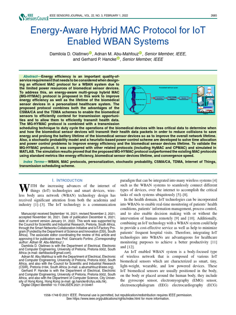 Energy-Aware Hybrid MAC Protocol For IoT Enabled WBAN Systems | PDF ...
