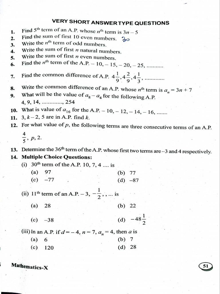 Arithmetic Progression Pdf