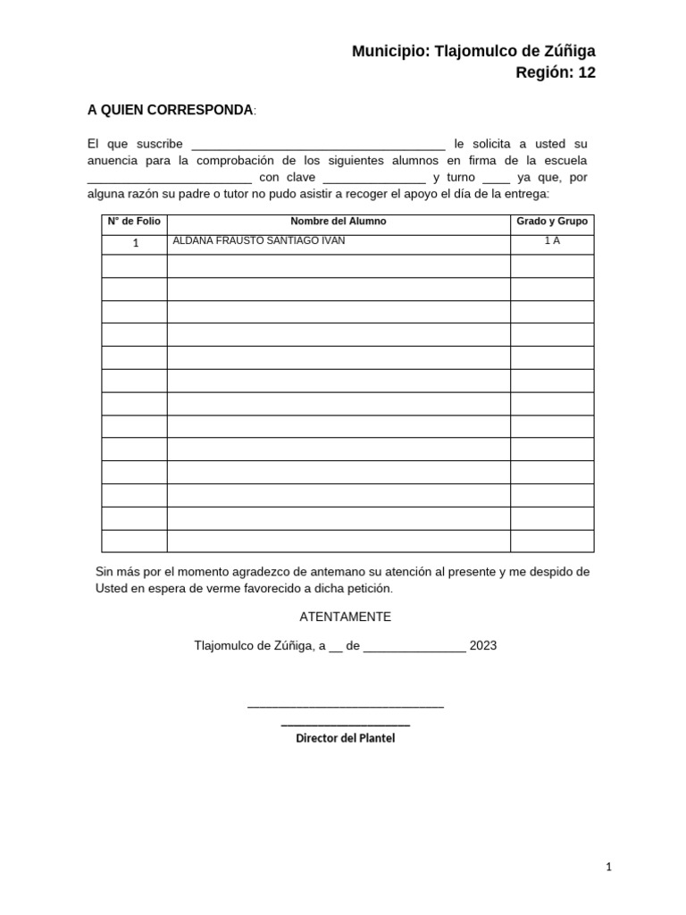 Machote Oficio Director | PDF