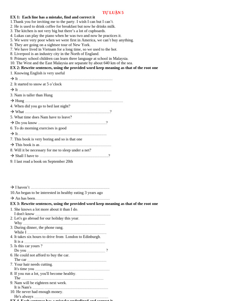 Sentence Correction and Rewriting Exercises | PDF