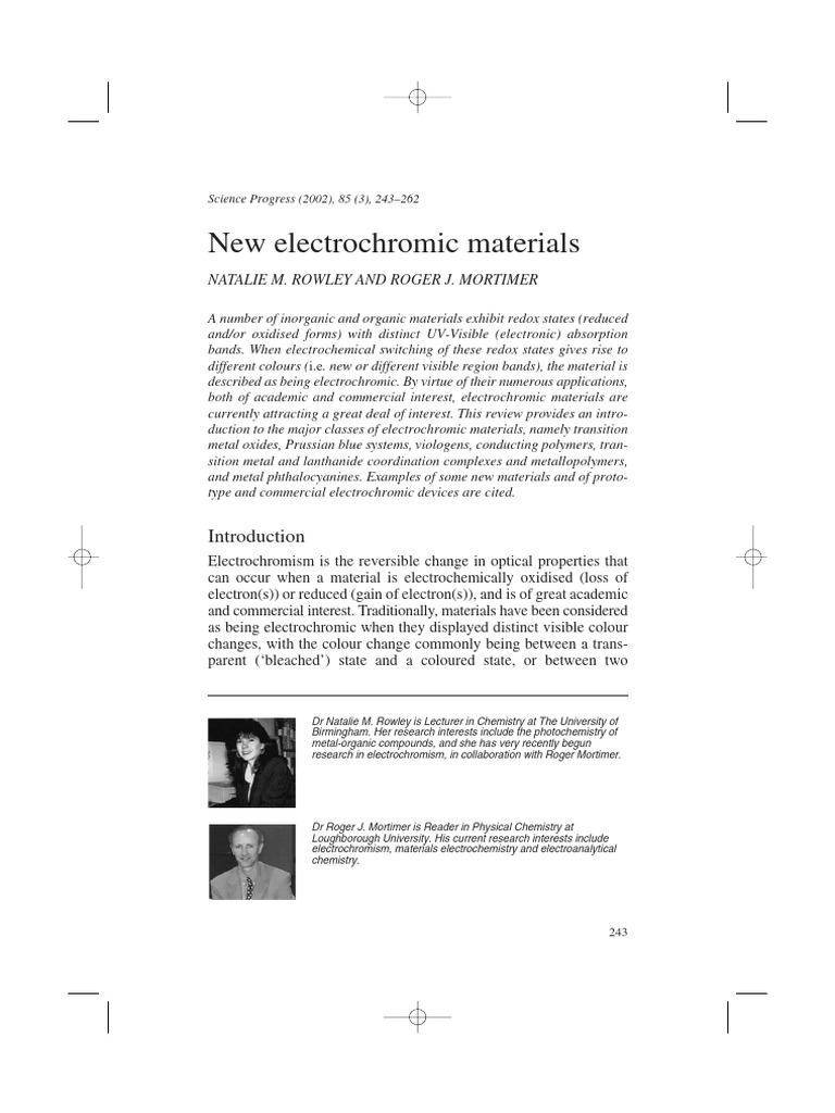 New Advances in Electrochromic Materials | PDF | Redox | Coordination ...