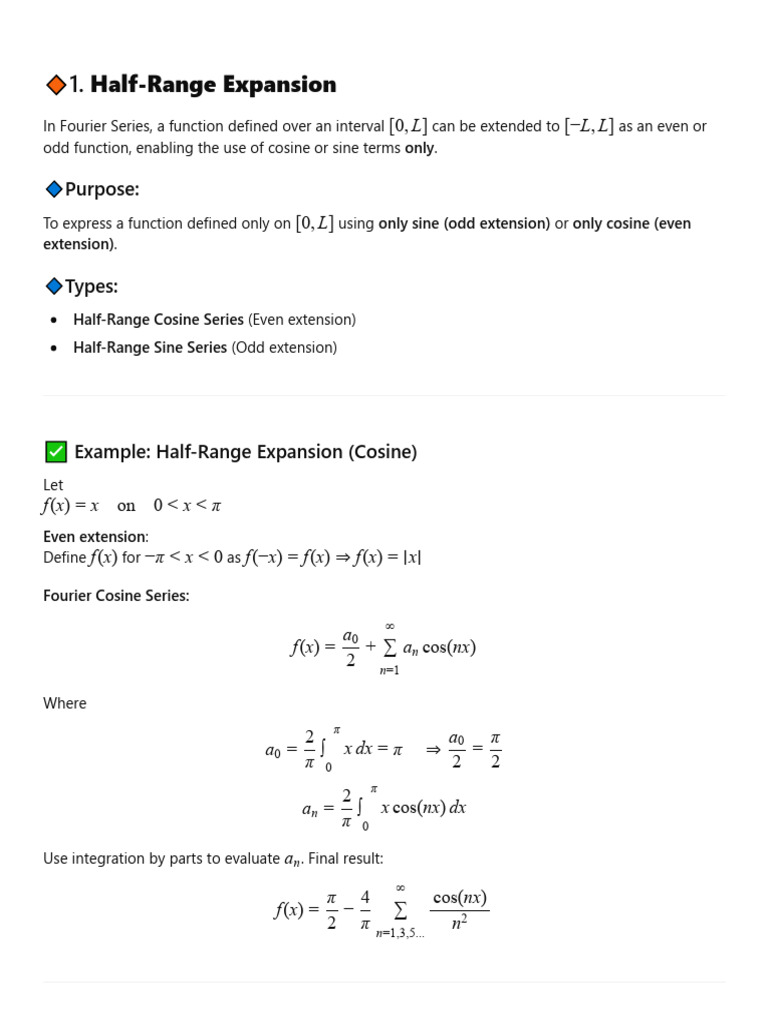 Half-Range Fourier Series Explained | PDF | Fourier Transform | Fourier ...