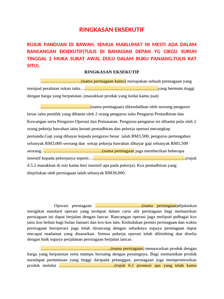 Contoh Ringkasan Eksekutif | PDF