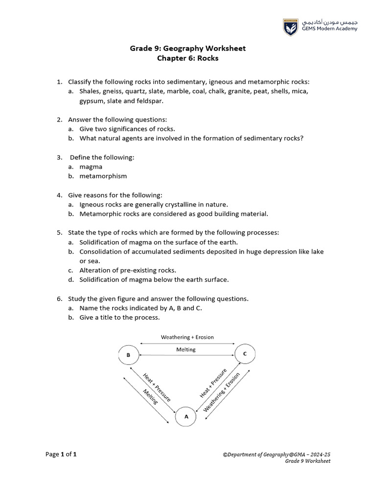 Rocks Worksheet | PDF