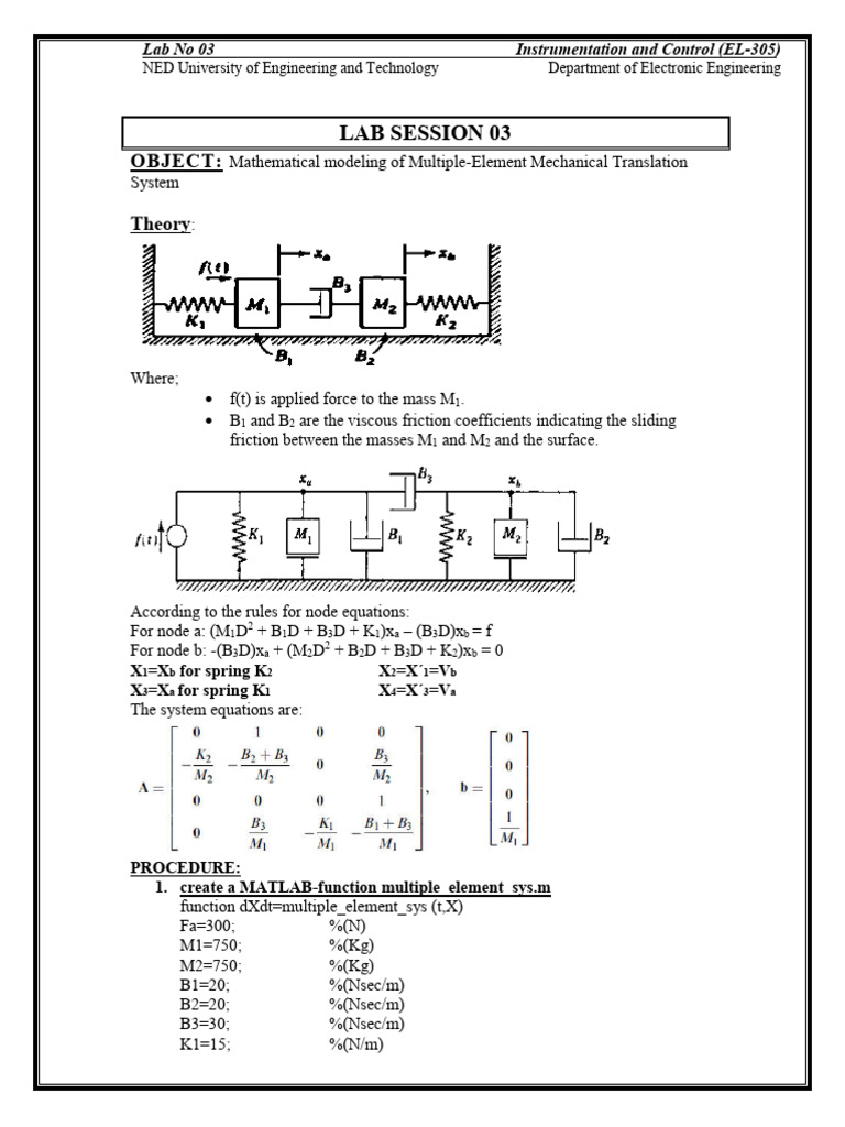 Mathematical Modeling of Mechanical Systems | PDF
